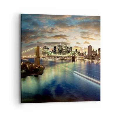 Impression sur toile - Image sur toile - Une soirée lumineuse sur Manhattan - 70x70 cm