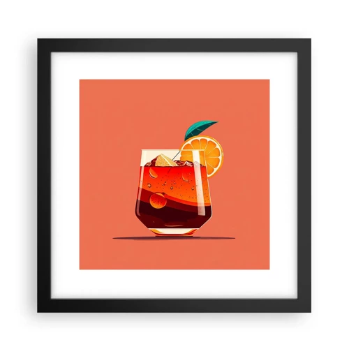 Affiche dans un cadre noir Arttor 30x30 cm - Rafraîchissement d'été - Cocktail, Boire, Boire, Orange, Carré, P2BAC30x30-5743