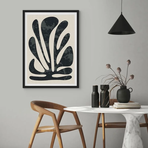 Affiche dans un cadre noir Arttor 50x70 cm - Abstraction à plusieurs doigts - Minimalisme, Bohème, Botanique, Blanc, Noir, Horizontal, P2BPA50x70-6198