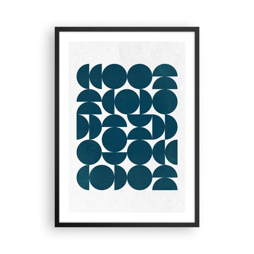 Affiche dans un cadre noir Arttor 50x70 cm - Cercles et demi-cercles - Bohème, Minimalisme, Roues, Blanc, Bleu, Horizontal, P2BPA50x70-5965