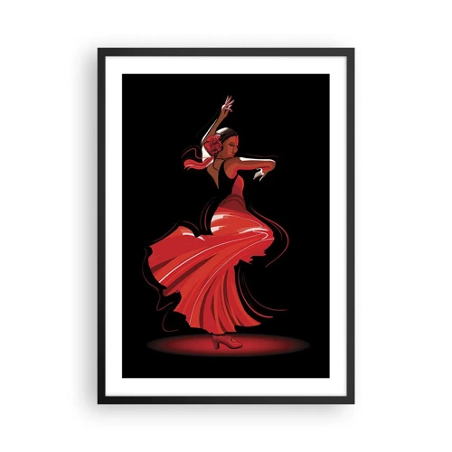Affiche dans un cadre noir Arttor 50x70 cm - L'esprit fougueux du flamenco - Danseur, Flamenco, Danse, Art, Mode, Pour le salon, Noir, Rouge, Vertical, P2BPA50x70-4121
