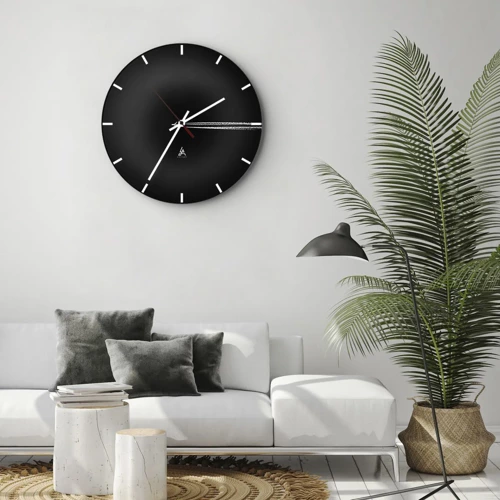 Horloge en verre de classe premium Arttor 30x30 cm - Rond, Cadran à lignes, Blanc, NoirC3AR30x30-5256
