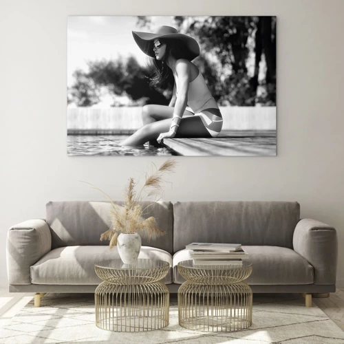 Image sur verre Arttor 70x50 cm - Rêve d'été - Femme, Chapeau, Piscine, Gris, Sport et hobbys, Verre, GAA70x50-5265