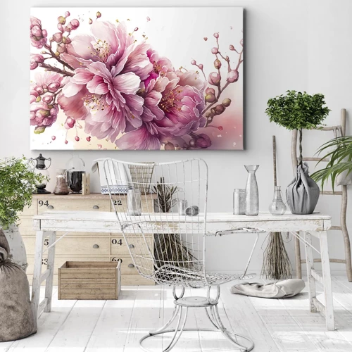 Impression sur toile - Image sur toile - Fleur florissante de cerisier - 70x50 cm