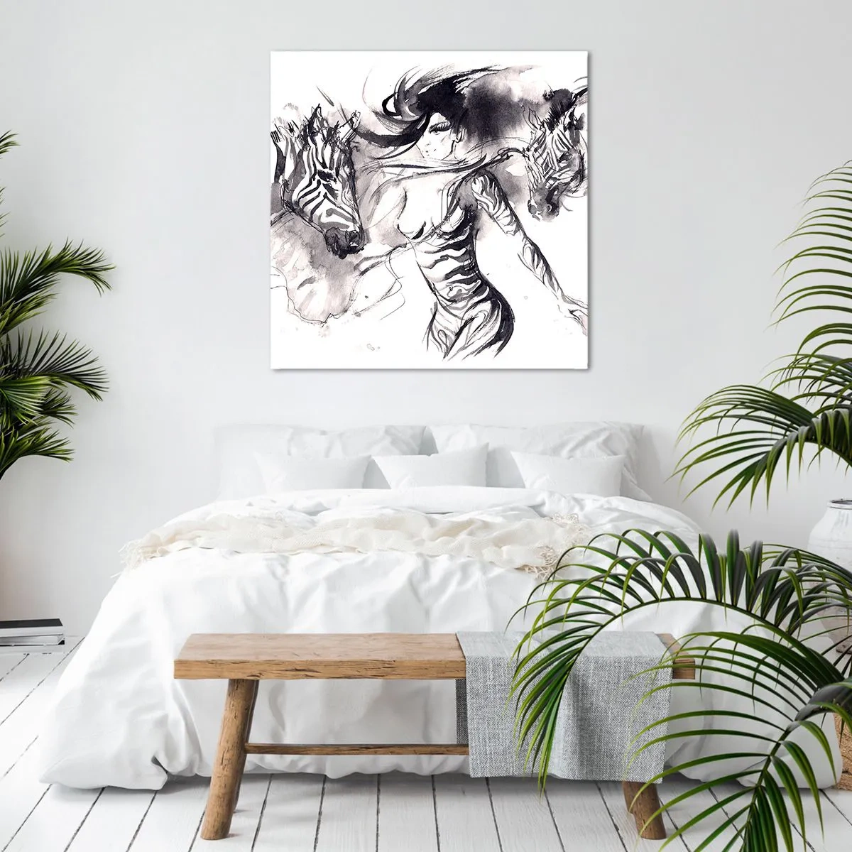 Impression sur toile - Image sur toile - Danse avec les zèbres - 50x50 cm
