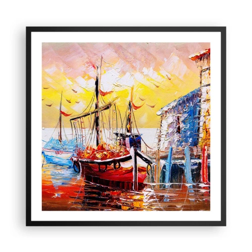 Affiche dans un cadre noir - Poster - Bon retour - 60x60 cm