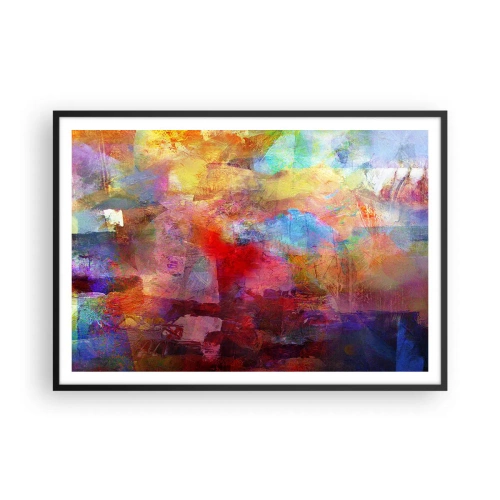 Affiche dans un cadre noir - Poster - Abstraction colorée dans des tons chauds et froids - 100x70cm - Regardez à l'intérieur de l'arc-en-ciel - Décoration murale moderne pour le salon et la chambre ARTTOR