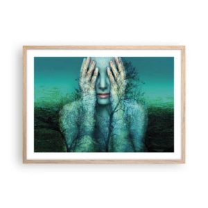 Affiche dans un chêne clair - Poster - immergé dans l'azur - 70x50 cm