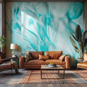 Papier Peint Photo Standard Eco - Texture de peinture abstraite dans des tons de bleu et de blanc - 100x70cm - Ensemble pour toujours - Décoration murale moderne pour le salon et la chambre ARTTOR