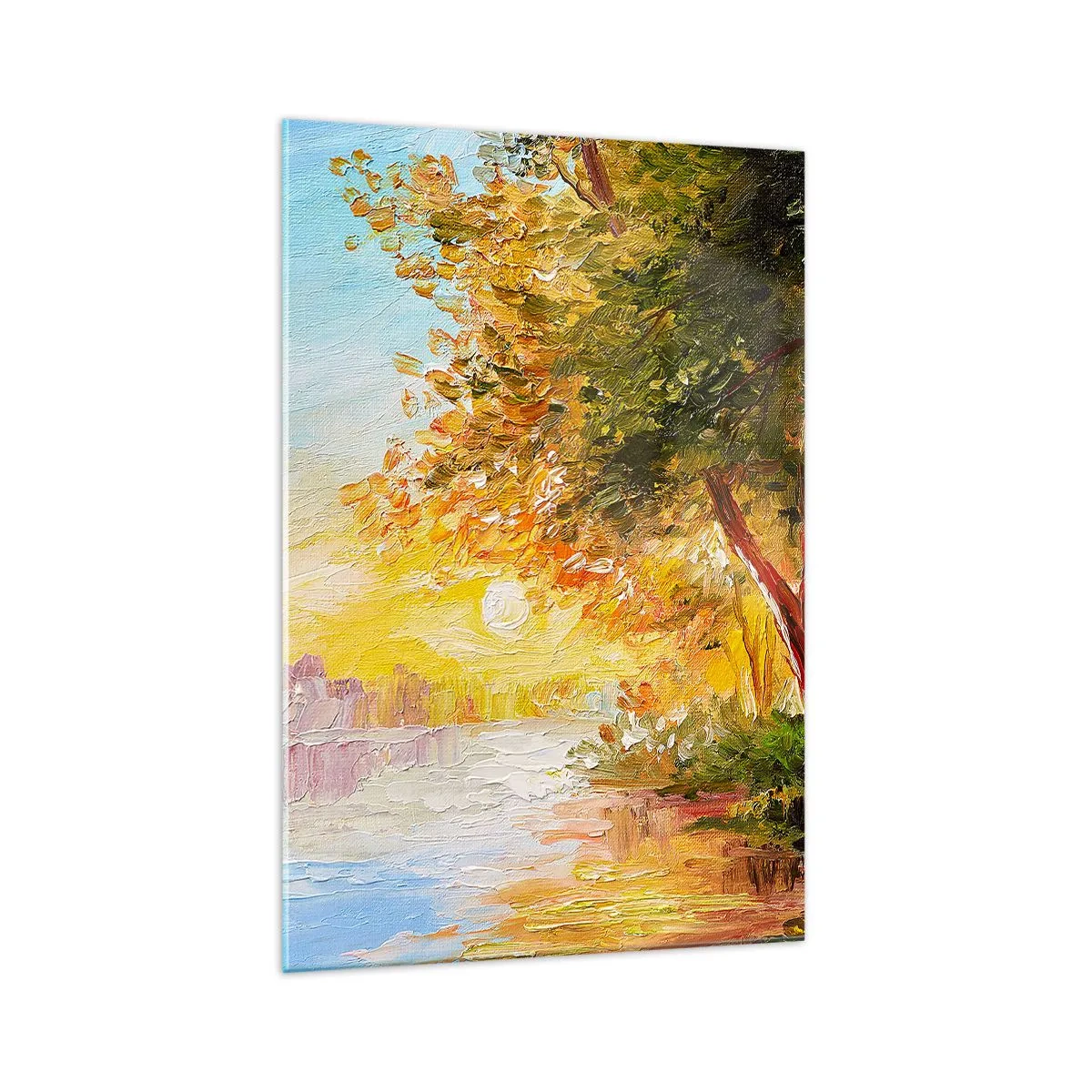 Impression sur verre - Image sur verre - Un paysage pittoresque avec une rivière et des arbres au coucher du soleil - 70x100cm - Et in Arcadia ego - Décoration murale moderne pour le salon et la chambre ARTTOR