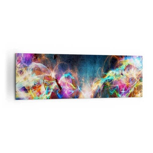 Impression sur toile - Image sur toile - Des éclairs de lumière colorés dans une composition abstraite - 160x50cm - Joyeusement contre l'obscurité - Décoration murale moderne pour le salon et la chambre ARTTOR