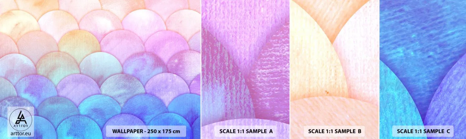 Échantillon De Papier Peint Standard Eco - Écailles de perles - Pastel, Bulles, Balance - 100x30 cm