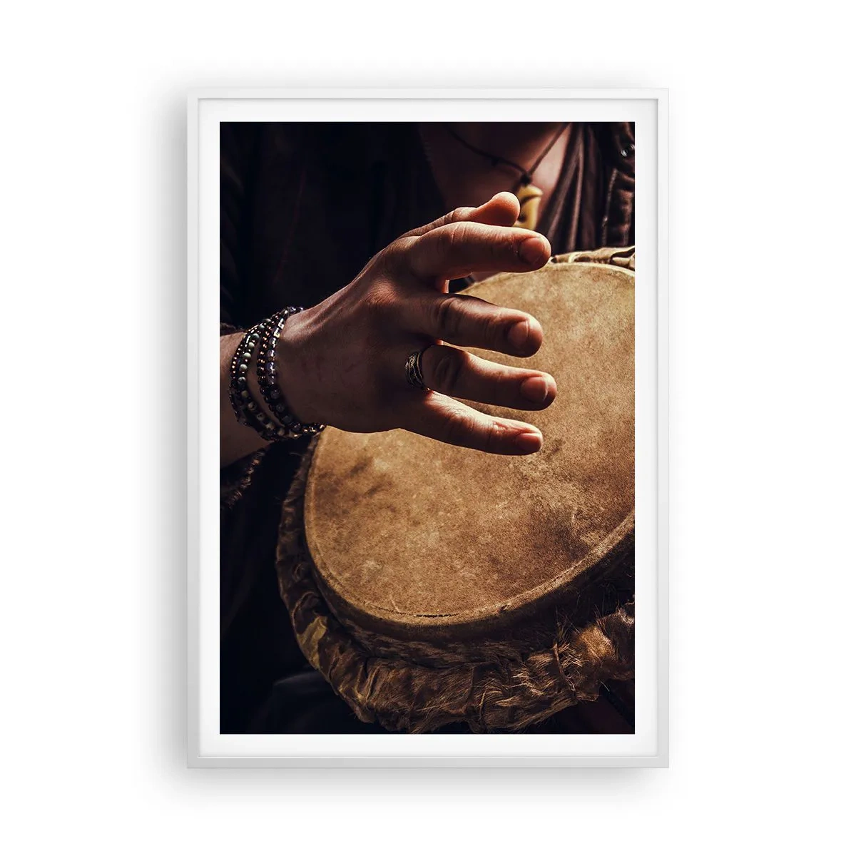 Affiche dans un cadre blanc - Poster - Au rythme du coeur - 70x100 cm