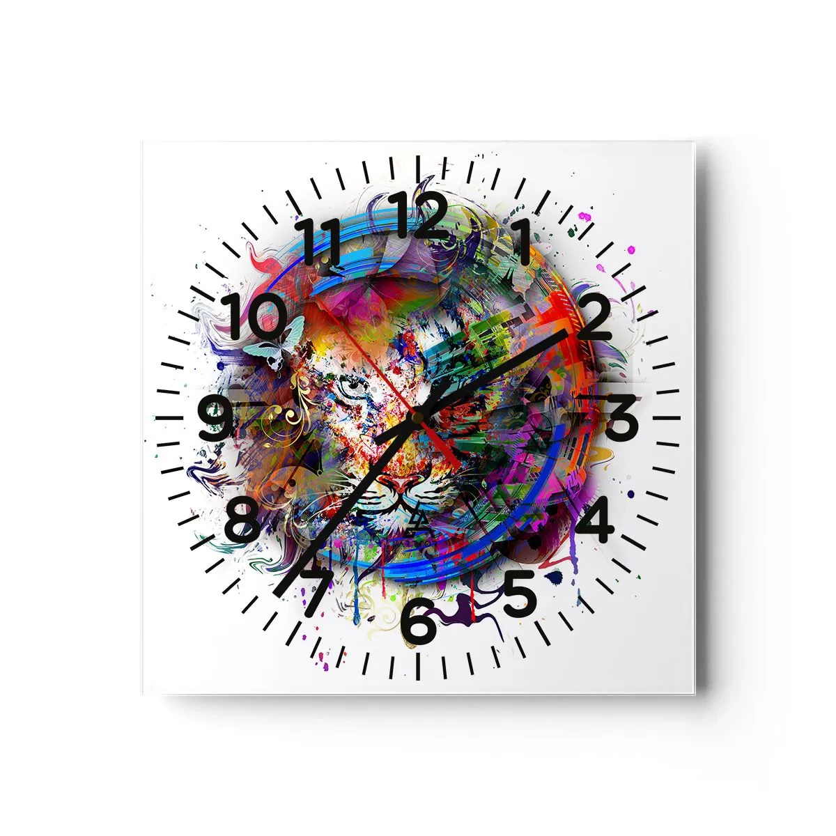 Horloge murale - Pendule murale - Il se cache derrière un voile arc-en-ciel - 40x40 cm