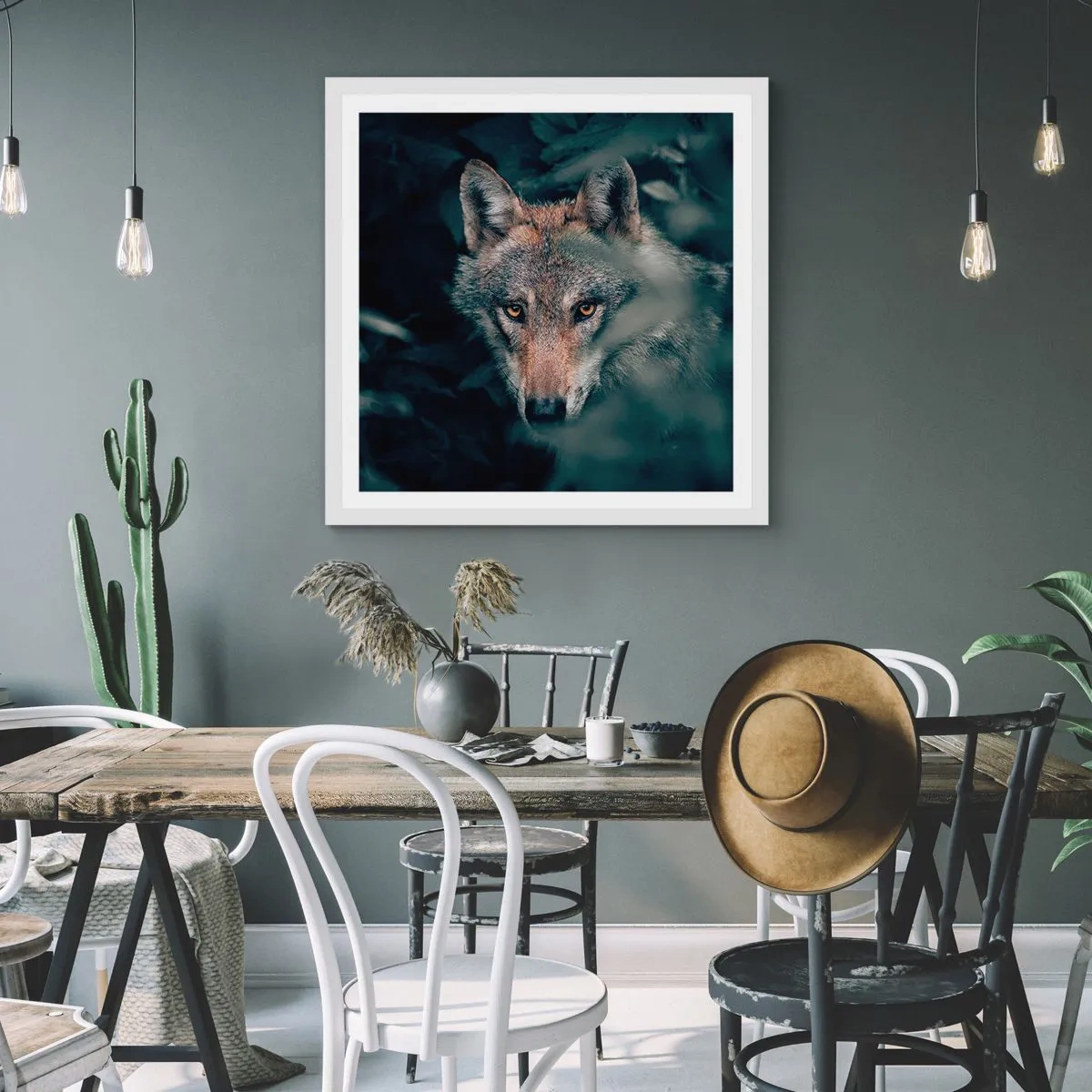 Affiche dans un cadre blanc - Poster - Chasseur - 60x60 cm