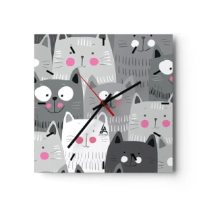 Horloge murale - Pendule murale - Le monde des chats - 40x40 cm