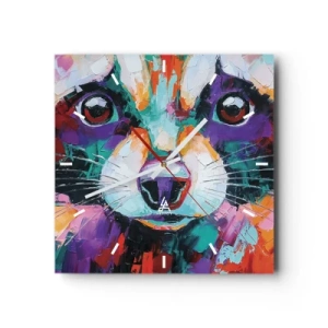 Horloge murale - Pendule murale - Un portrait coloré d'un raton laveur dans le style d'une peinture expressive. - 30x30cm - Uniquement de belles émotions - Décoration murale moderne pour le salon et la chambre ARTTOR