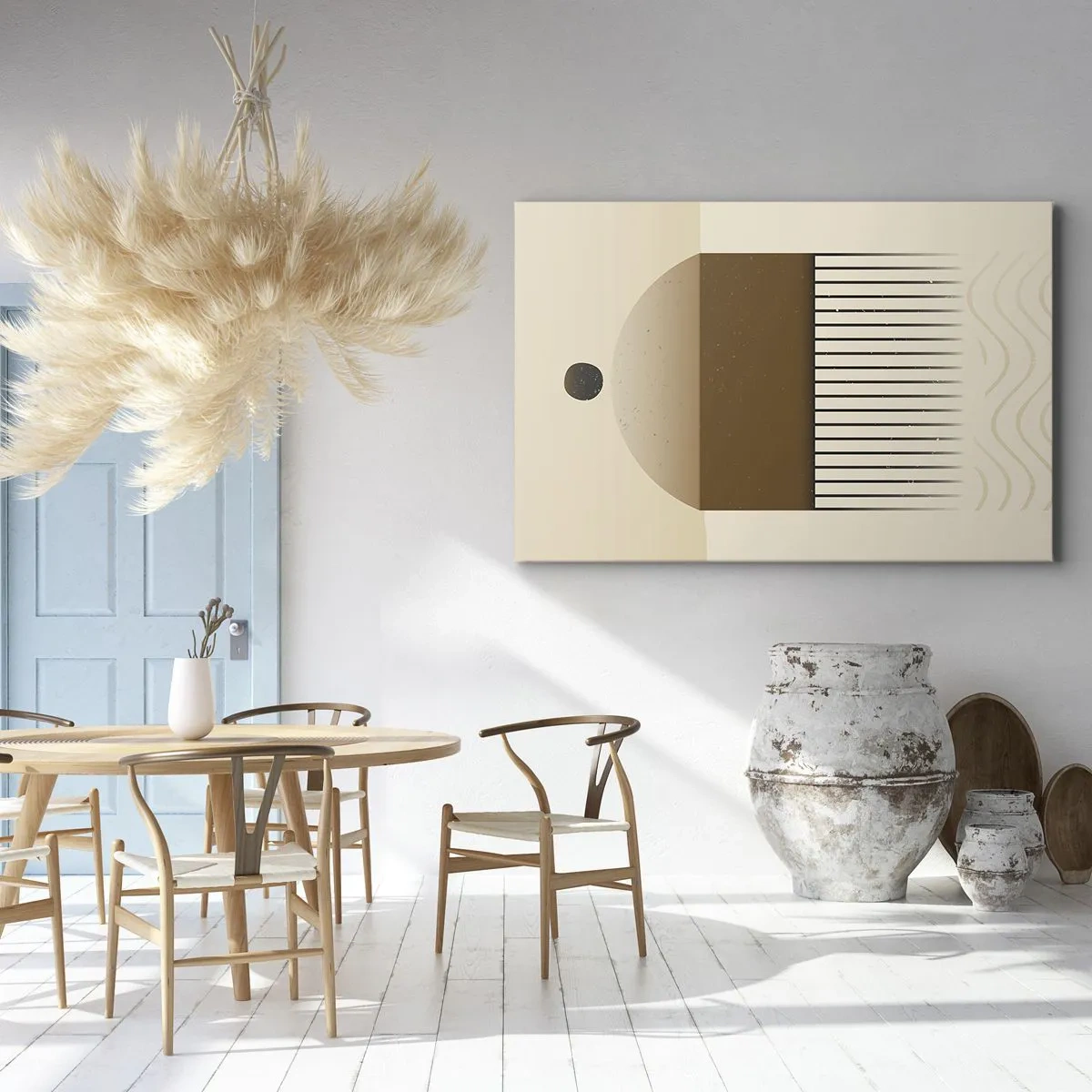 Impression sur toile - Image sur toile - Composition géométrique abstraite dans les tons beige et marron - 120x80cm - Différents états - Décoration murale moderne pour le salon et la chambre ARTTOR