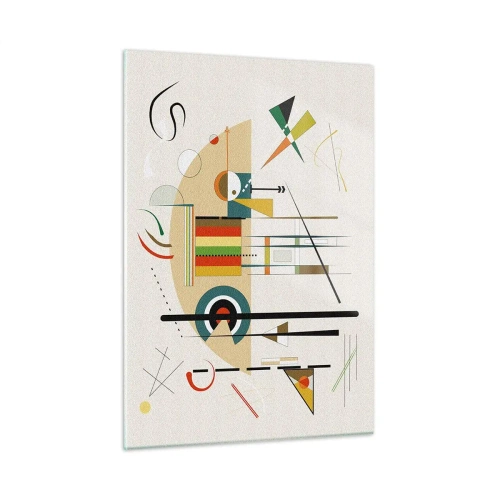 Impression sur verre - Image sur verre - Abstraction géométrique colorée sur fond clair - 50x70cm - Et le monde s’amuse - Décoration murale moderne pour le salon et la chambre ARTTOR