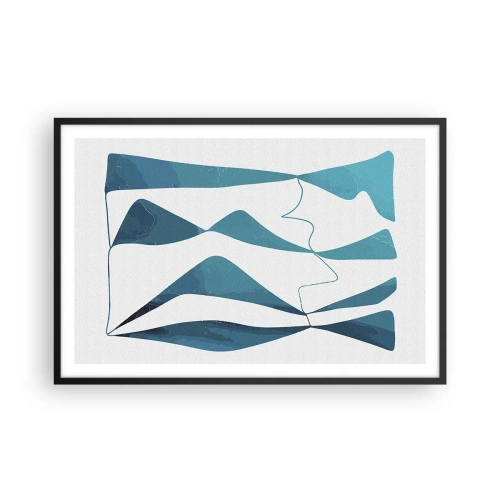 Affiche dans un cadre noir - Poster - Abstraction : composé turquoise - 91x61 cm