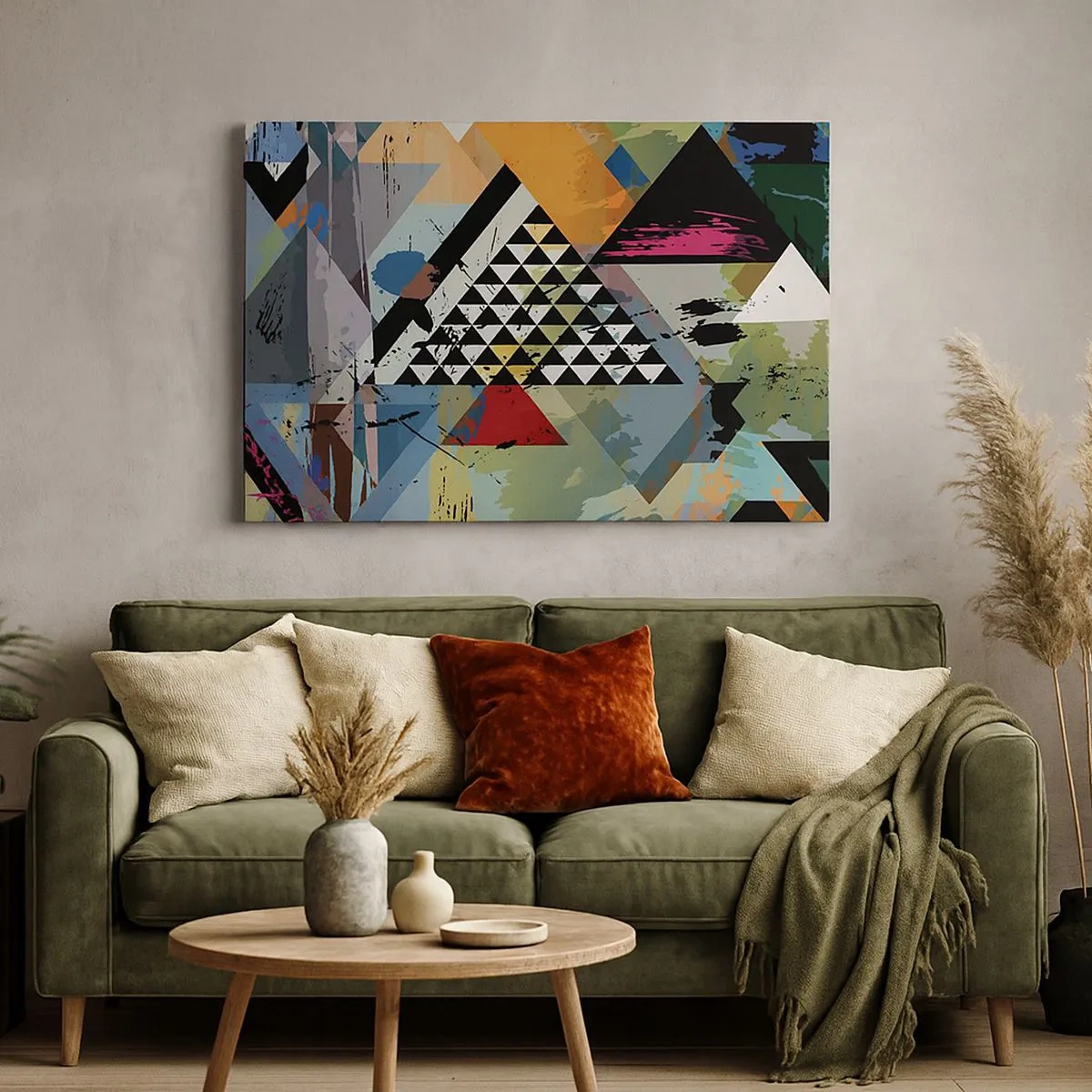 Impression sur toile - Image sur toile - Une composition abstraite de formes géométriques et de couleurs. - 70x50cm - Comme c'est facile - Décoration murale moderne pour le salon et la chambre ARTTOR