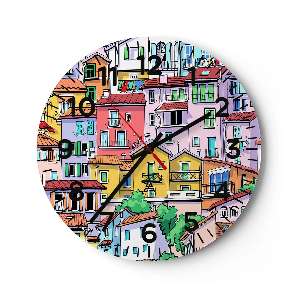 Horloge murale - Pendule murale - Ville joyeuse - 30x30 cm