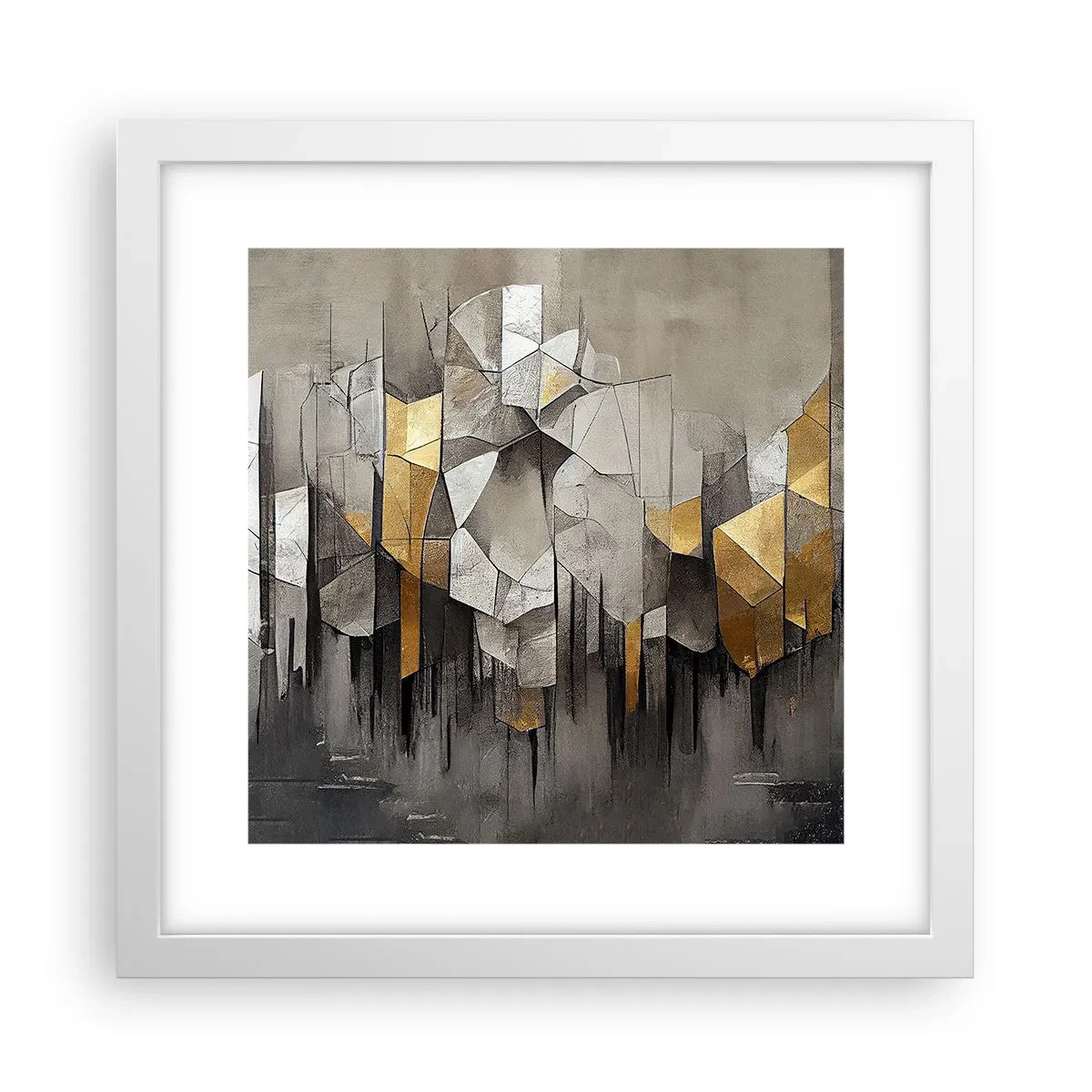 Affiche dans un cadre blanc - Poster - Composition de glace et de lumière - 30x30 cm