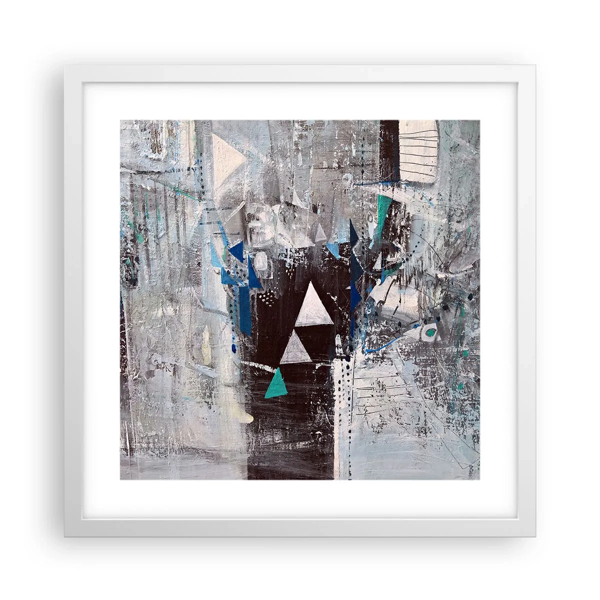 Affiche dans un cadre blanc - Poster - Ordre prioritaire des triangles - 40x40 cm