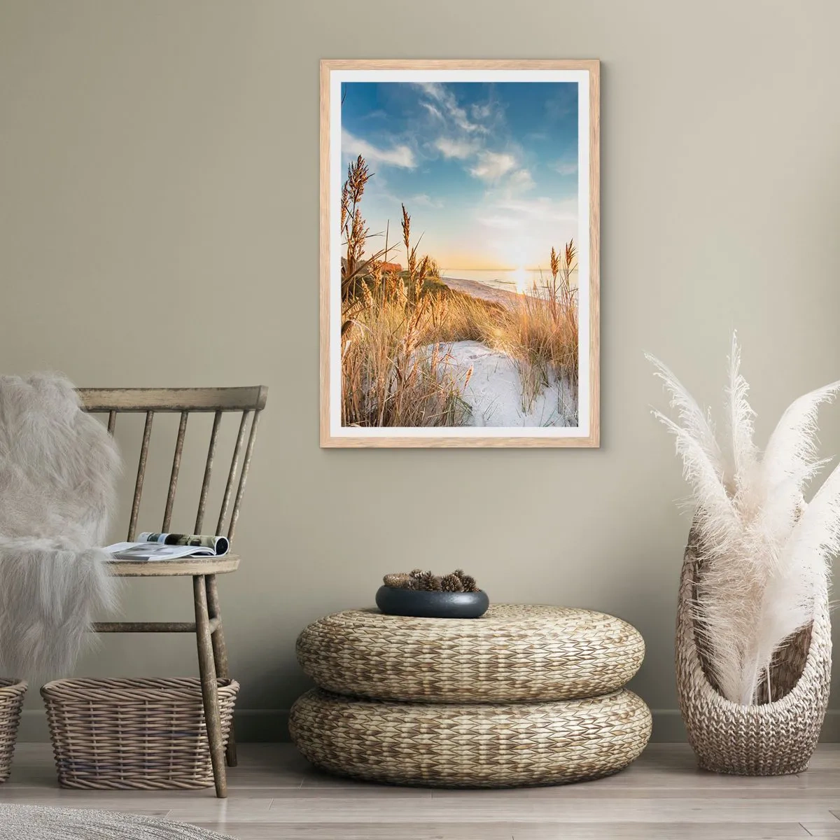 Affiche dans un chêne clair - Poster - Plage du nord - 30x40 cm