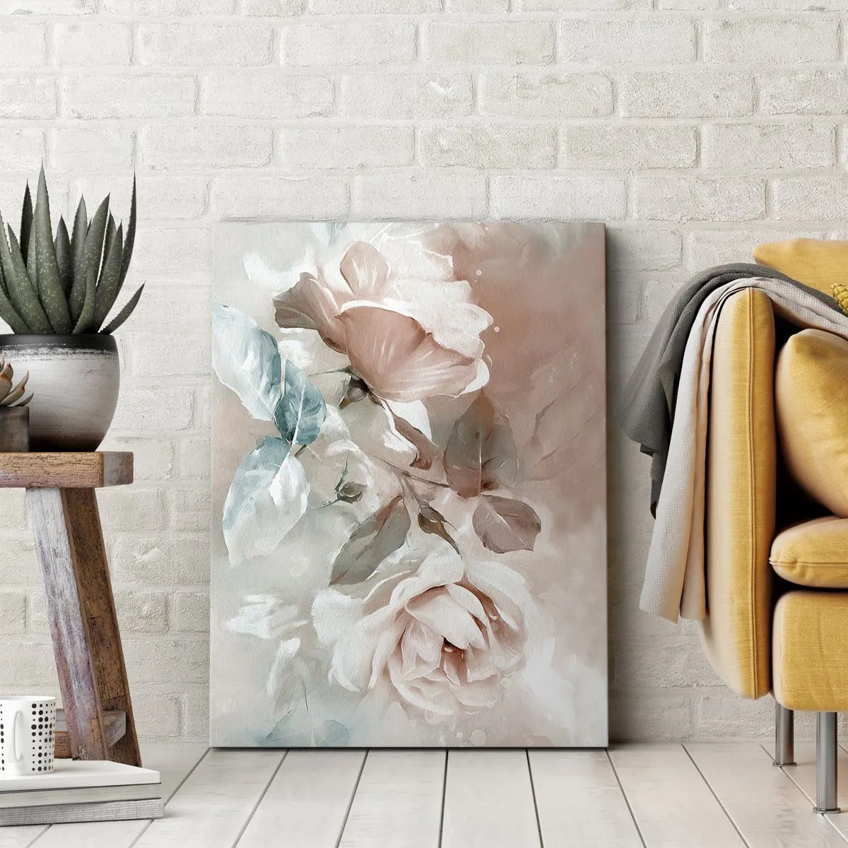 Impression sur toile - Image sur toile - Roses délicates aux tons pastel sur fond clair - 50x70cm - L'esprit du romantisme - Décoration murale moderne pour le salon et la chambre ARTTOR