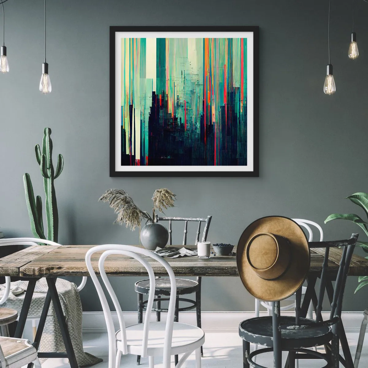 Affiche dans un cadre noir - Poster - Ville futuriste - 50x50 cm