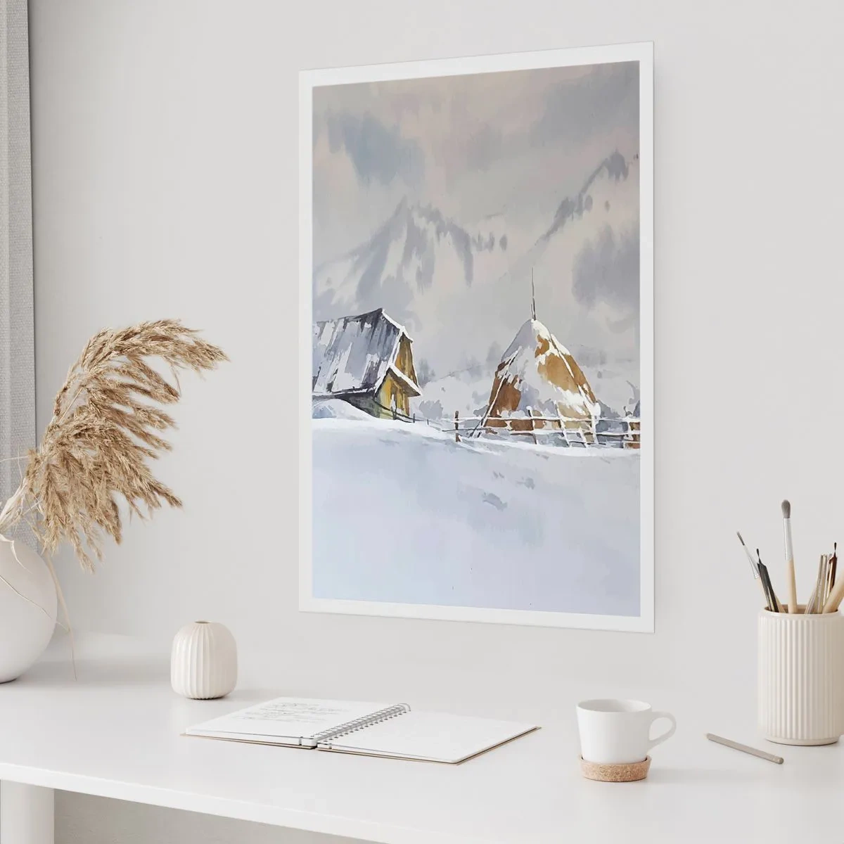 Affiche - Poster - Dans une vallée enneigée - 30x40 cm