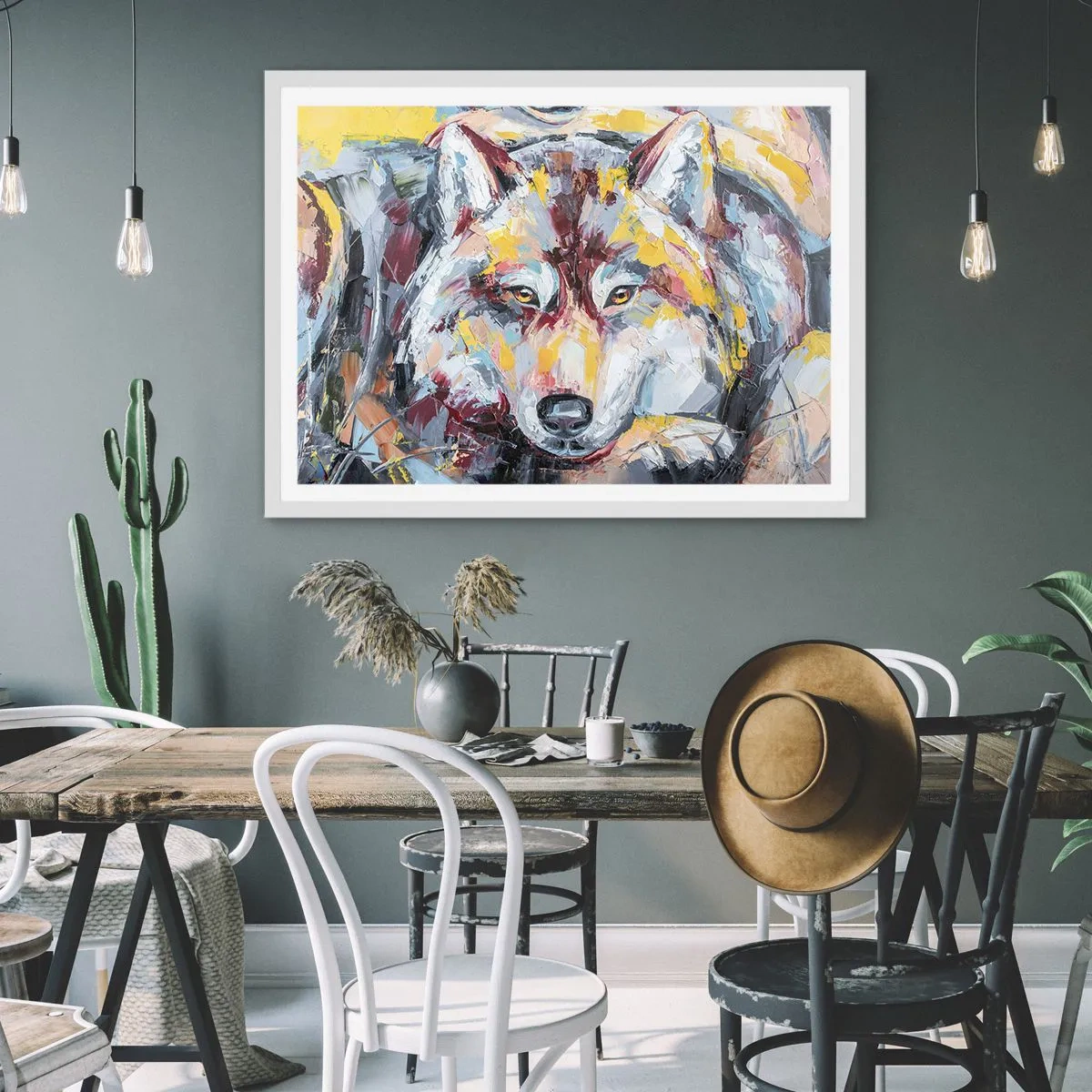 Affiche dans un cadre blanc - Poster - En paix au milieu des siens - 50x40 cm