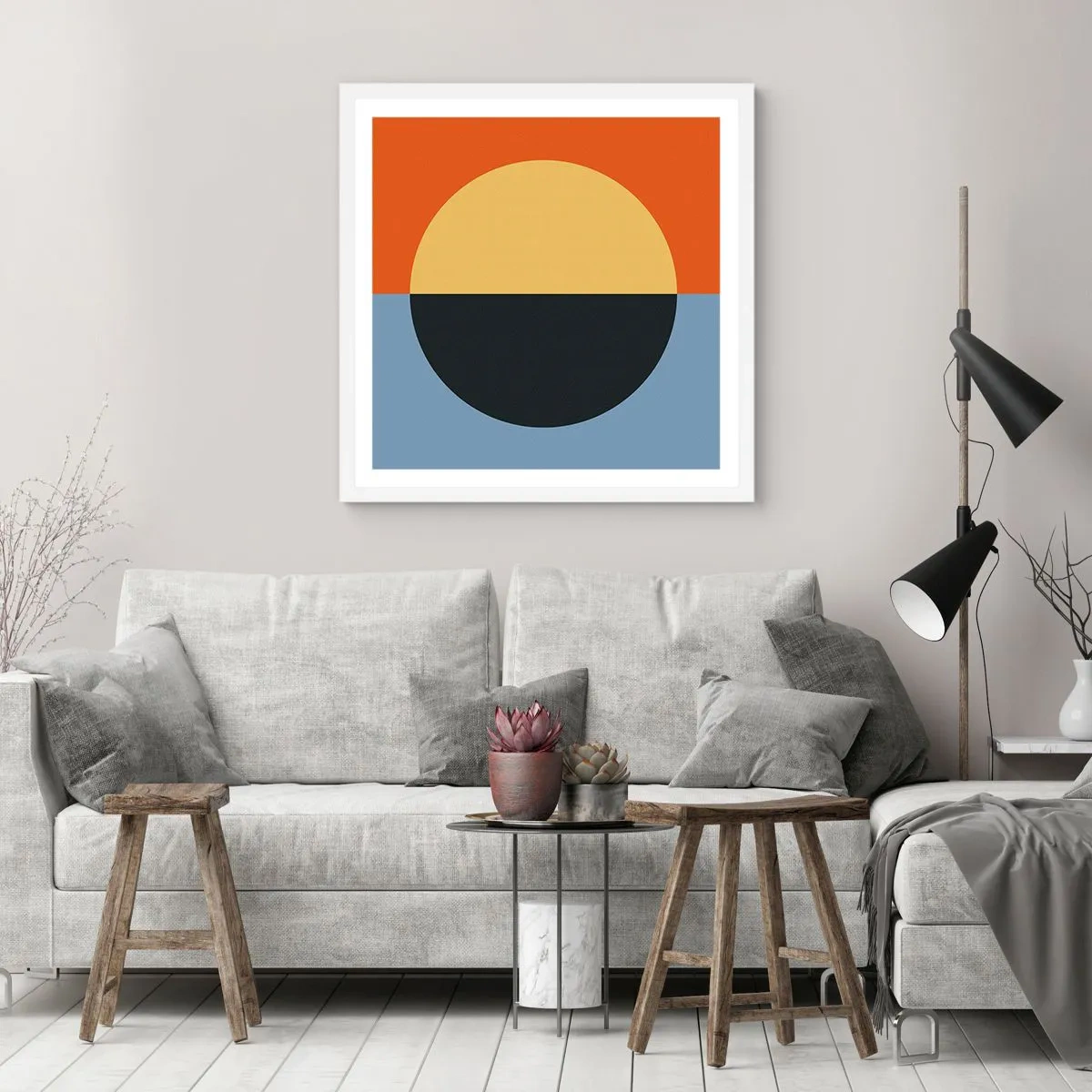 Affiche dans un cadre blanc - Poster - Composition de chaleur et de fraîcheur - 30x30 cm