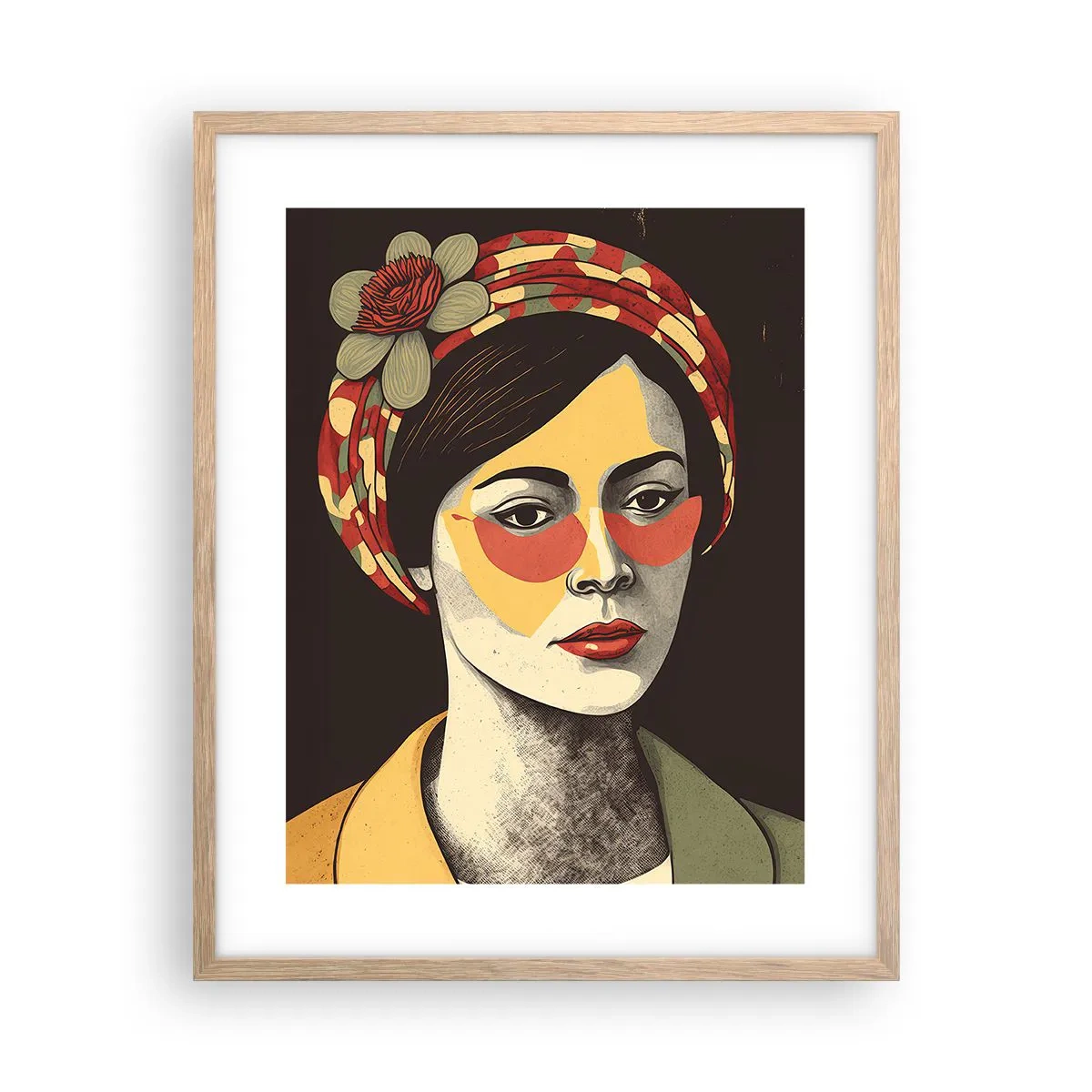 Affiche dans un chêne clair - Poster - Dame Corail - 40x50 cm