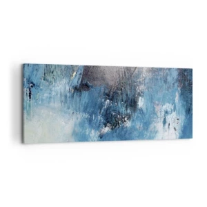 Impression sur toile - Image sur toile - Coups de pinceau abstraits dans des tons de bleu - 120x50cm - Rhapsodie en bleu - Décoration murale moderne pour le salon et la chambre ARTTOR