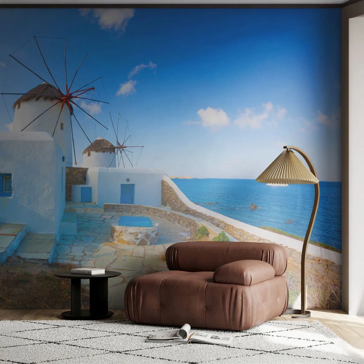 Papier Peint Photo Standard Eco - Le vent bleu de la mer - Architecture, Paysage, Grèce - 400x280 cm