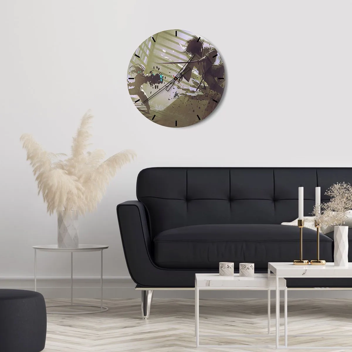 Horloge murale - Pendule murale - Duel de samouraïs dans une scène dynamique - 30x30cm - Et tu peux être un samouraï - Décoration murale moderne pour le salon, la cuisine et la chambre ARTTOR