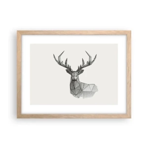 Affiche dans un chêne clair - Poster - Cerf dans un style cubique - 40x30 cm