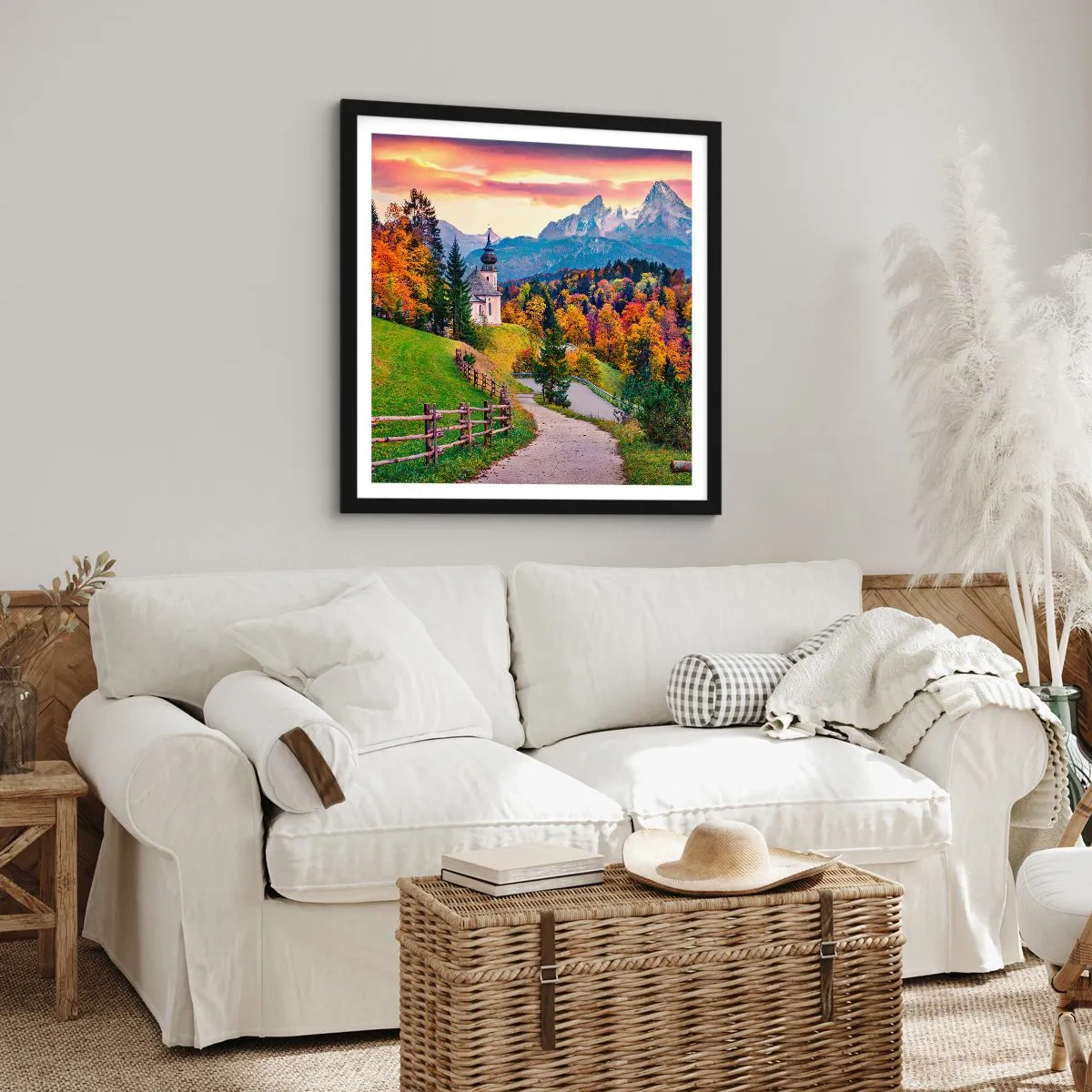 Affiche dans un cadre noir - Poster - Paysage comme peind - 60x60 cm
