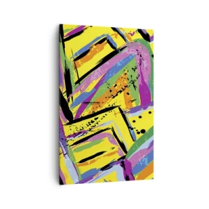 Impression sur toile - Image sur toile - Abstraction vivante aux couleurs vives et aux formes dynamiques - 80x120cm - Jusqu'à ce qu'il crie de joie - Décoration murale moderne pour le salon et la chambre ARTTOR