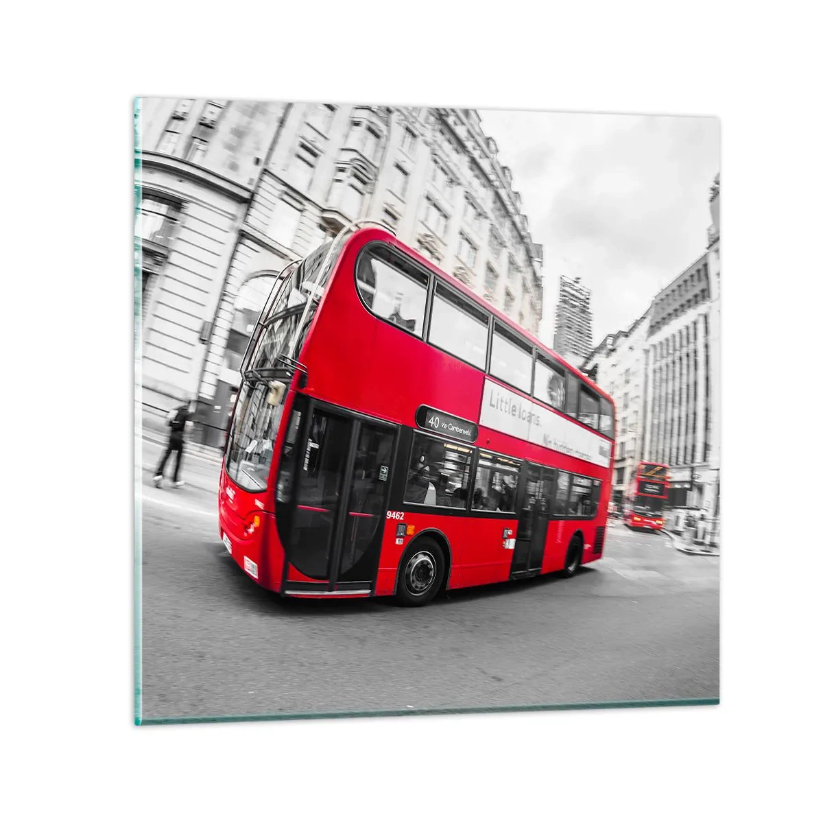 Impression sur verre - Image sur verre - Londres traditionnellement - en bus - 30x30 cm