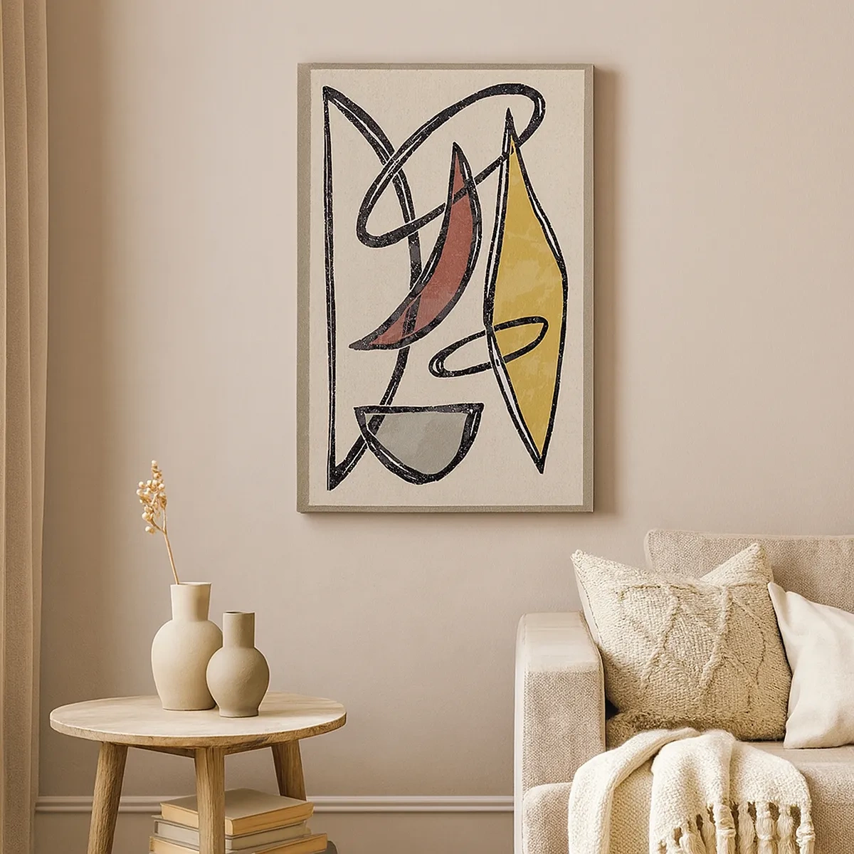 Impression sur toile - Image sur toile - Abstraction avec des formes géométriques et des couleurs sobres - 50x70cm - Verticales et horizontales - Décoration murale moderne pour le salon et la chambre ARTTOR