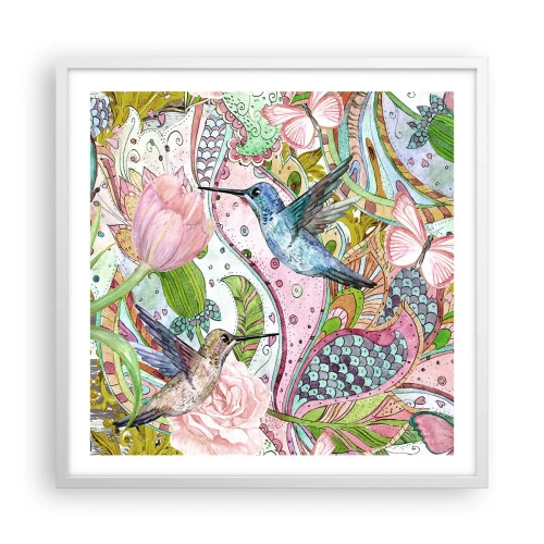 Affiche dans un cadre blanc - Poster - Empêtré dans les vignes - 60x60 cm