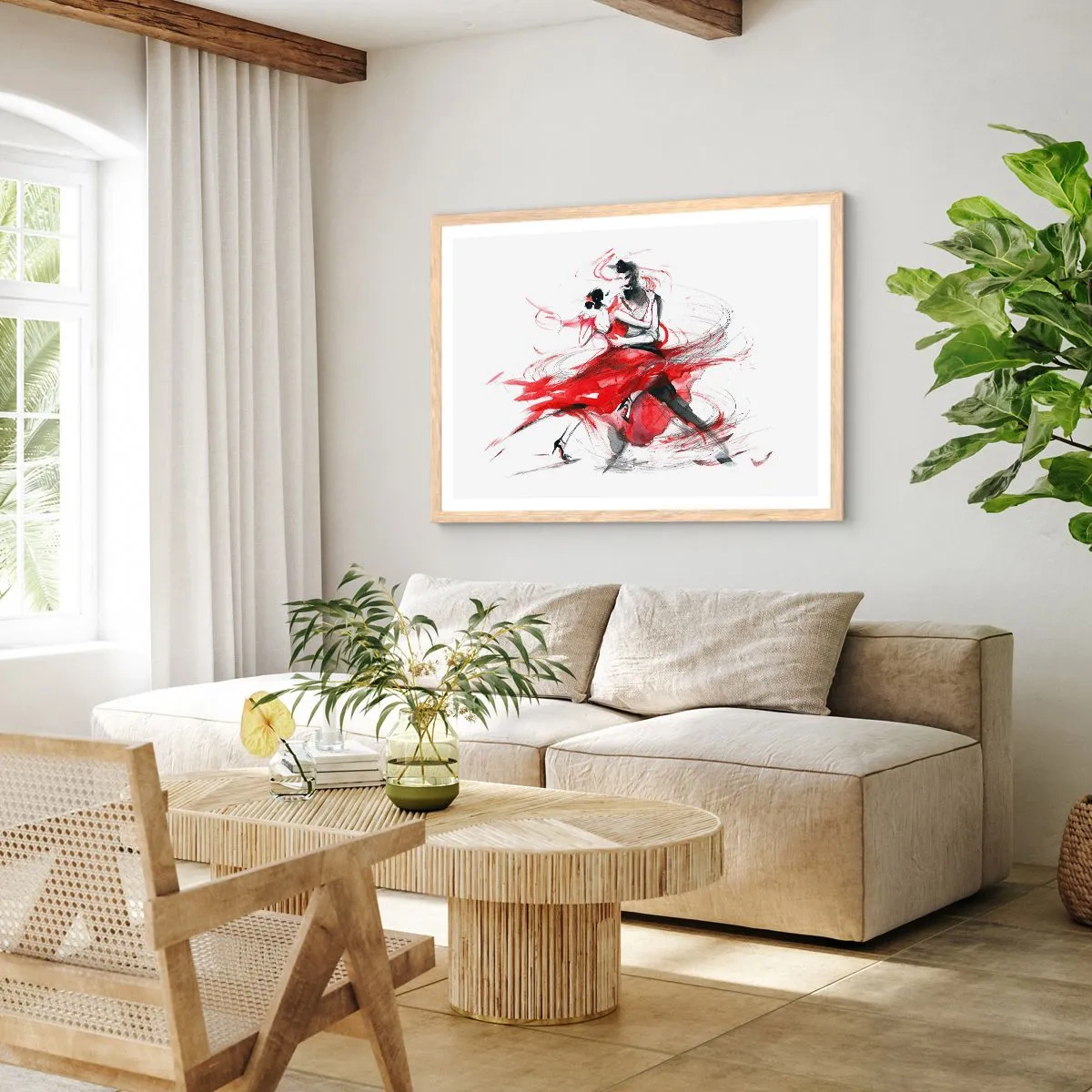 Affiche dans un chêne clair - Poster - Tango - le rythme de la passion - 40x30 cm