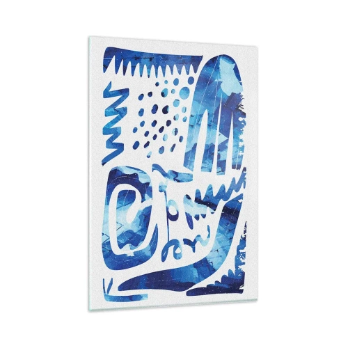 Impression sur verre - Image sur verre - Motif abstrait dans les tons de bleu - 80x120cm - Retour aux racines - Décoration murale moderne pour le salon et la chambre ARTTOR