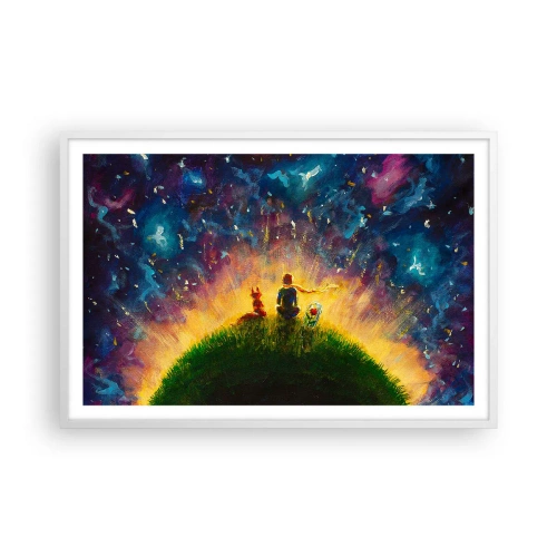 Affiche dans un cadre blanc - Poster - Amour et amitié - le monde entier - 91x61 cm