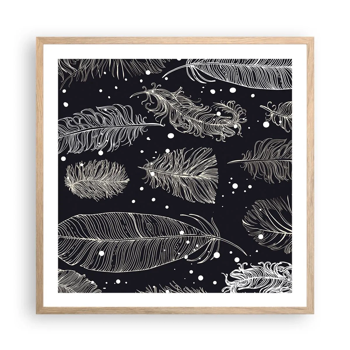 Affiche dans un chêne clair - Poster - Toile de plumes - 60x60 cm