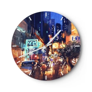 Horloge murale - Pendule murale - Et la ville ne dort pas - 40x40 cm