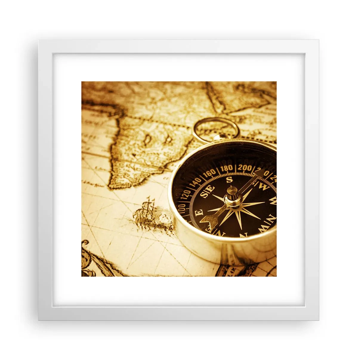 Affiche dans un cadre blanc - Poster - Est ou ouest? - 30x30 cm